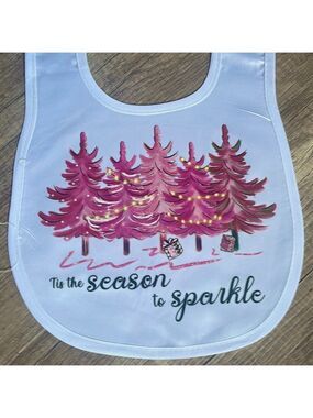 Tis the Season to Sparkle Pink Baby Holiday Bib